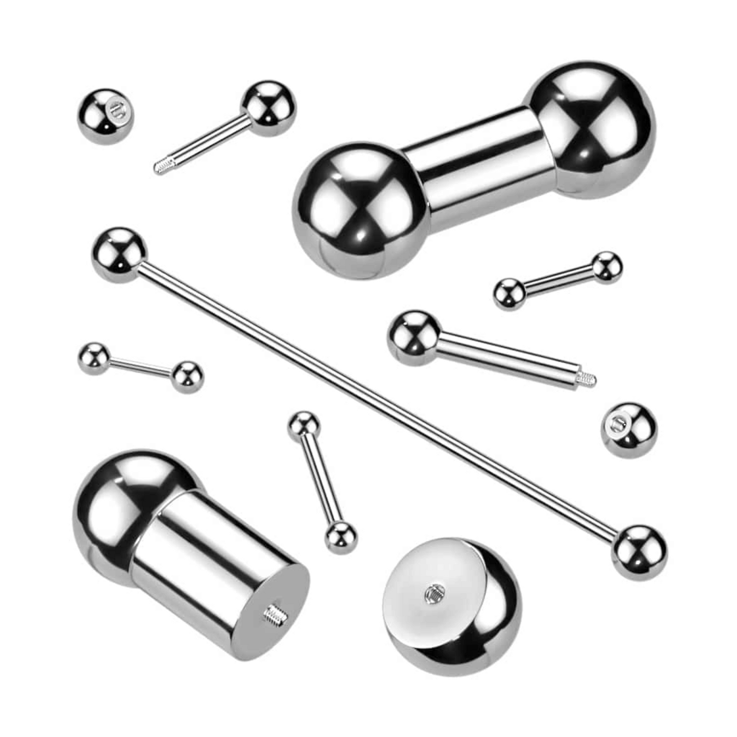 316L Surgical Steel straight piercing barbell