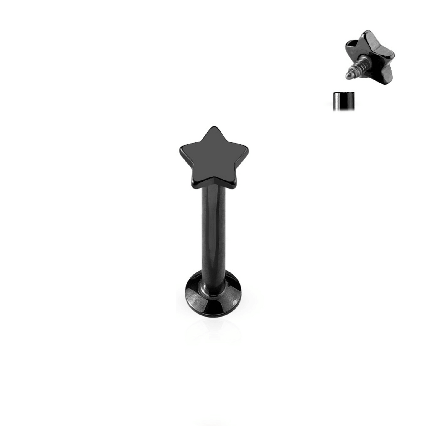 Black Star Steel Internally Threaded Flat Back Stud 16g