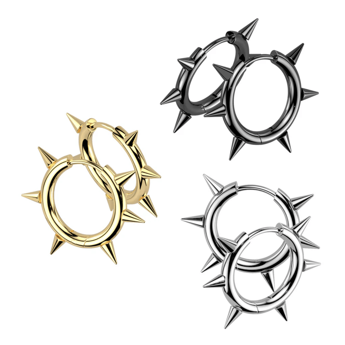Black Spiked Hoop Earrings