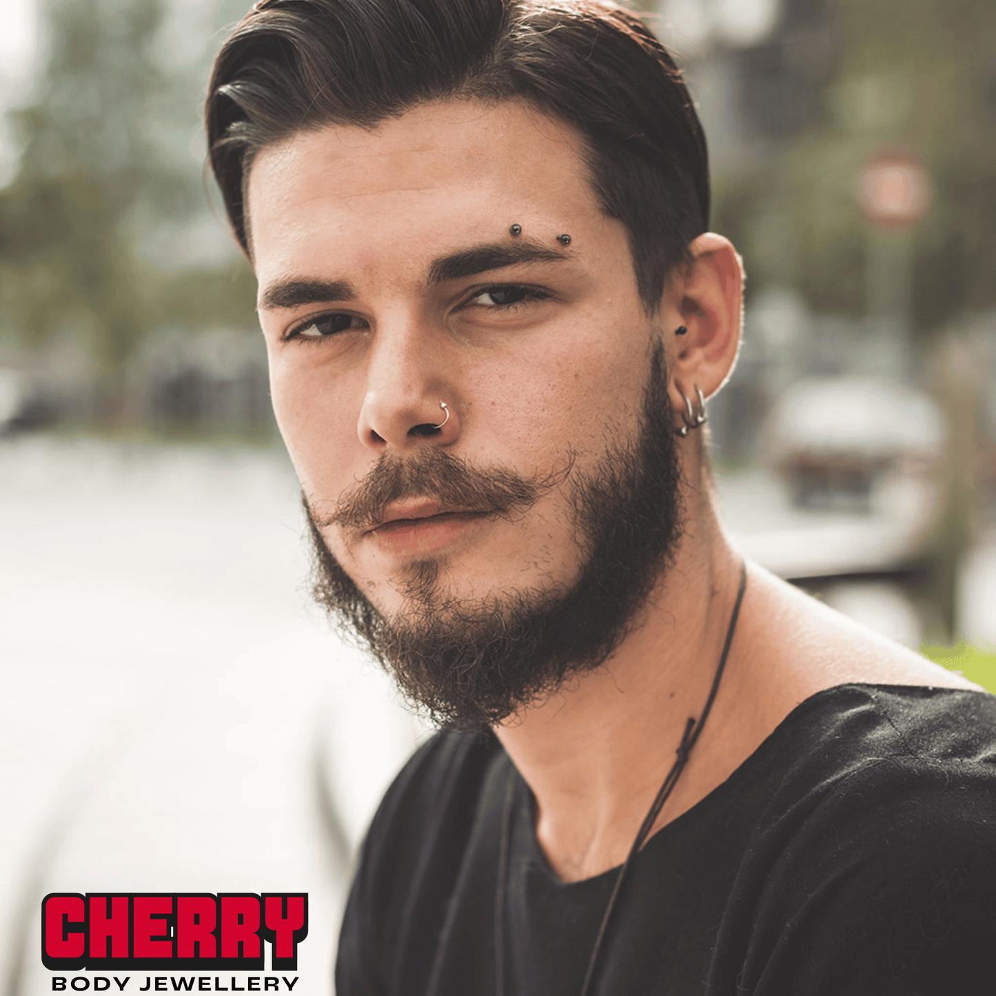 Light Blue Steel Curved Barbell with Ball