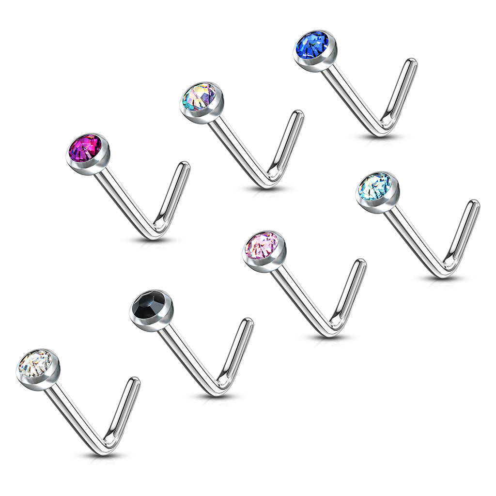 7 Pressfit Gem Nose 'L' bend Studs Value Pack