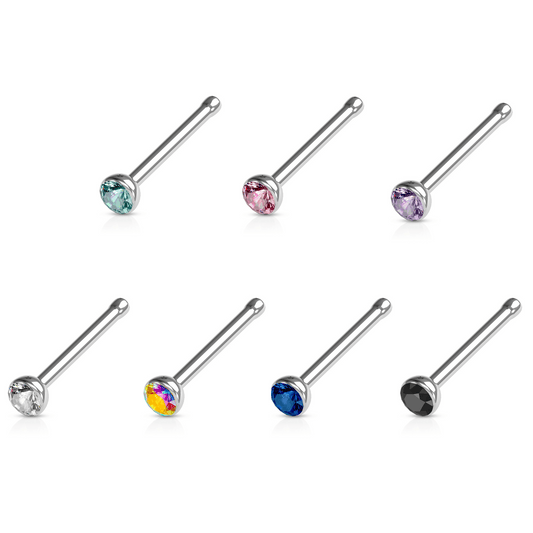 7pc Pressfit Coloured Gem Nose Stud