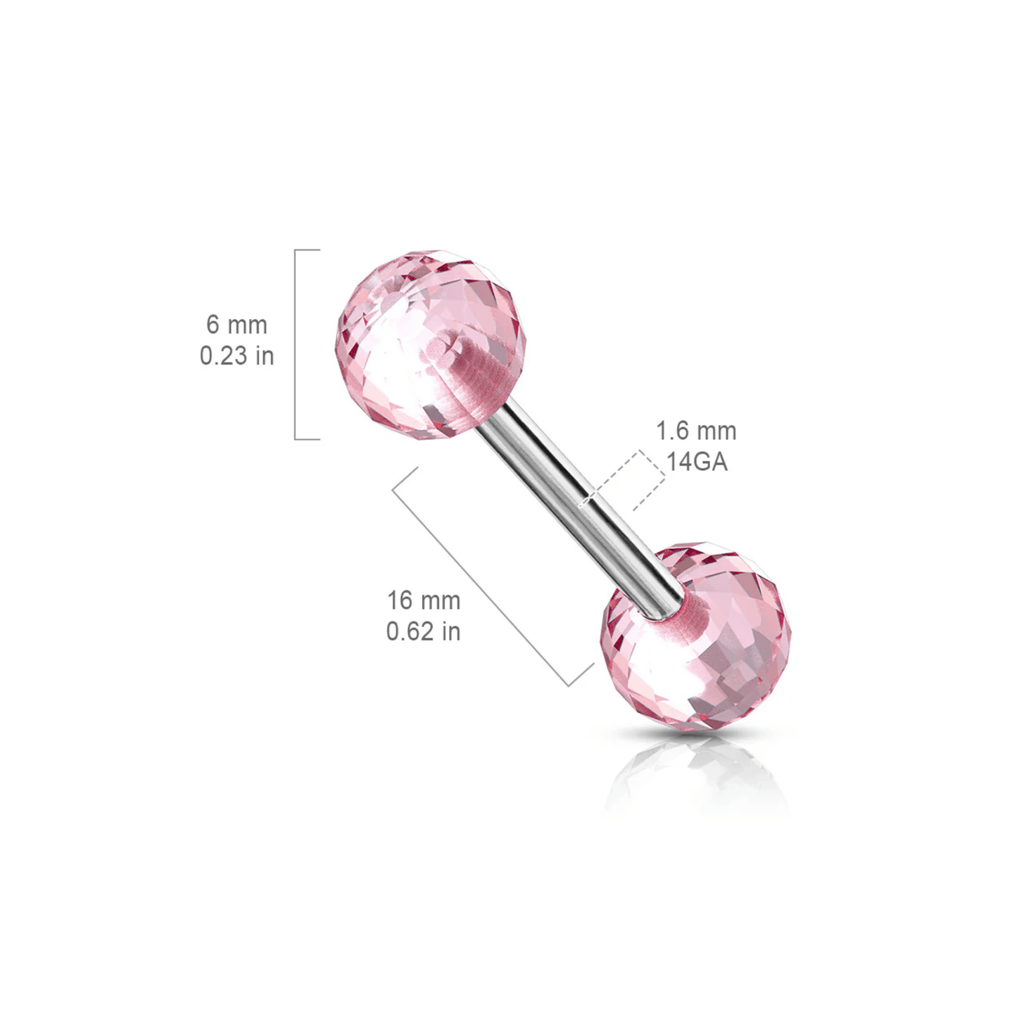 Acrylic Disco Ball Tongue Barbell dimensions
