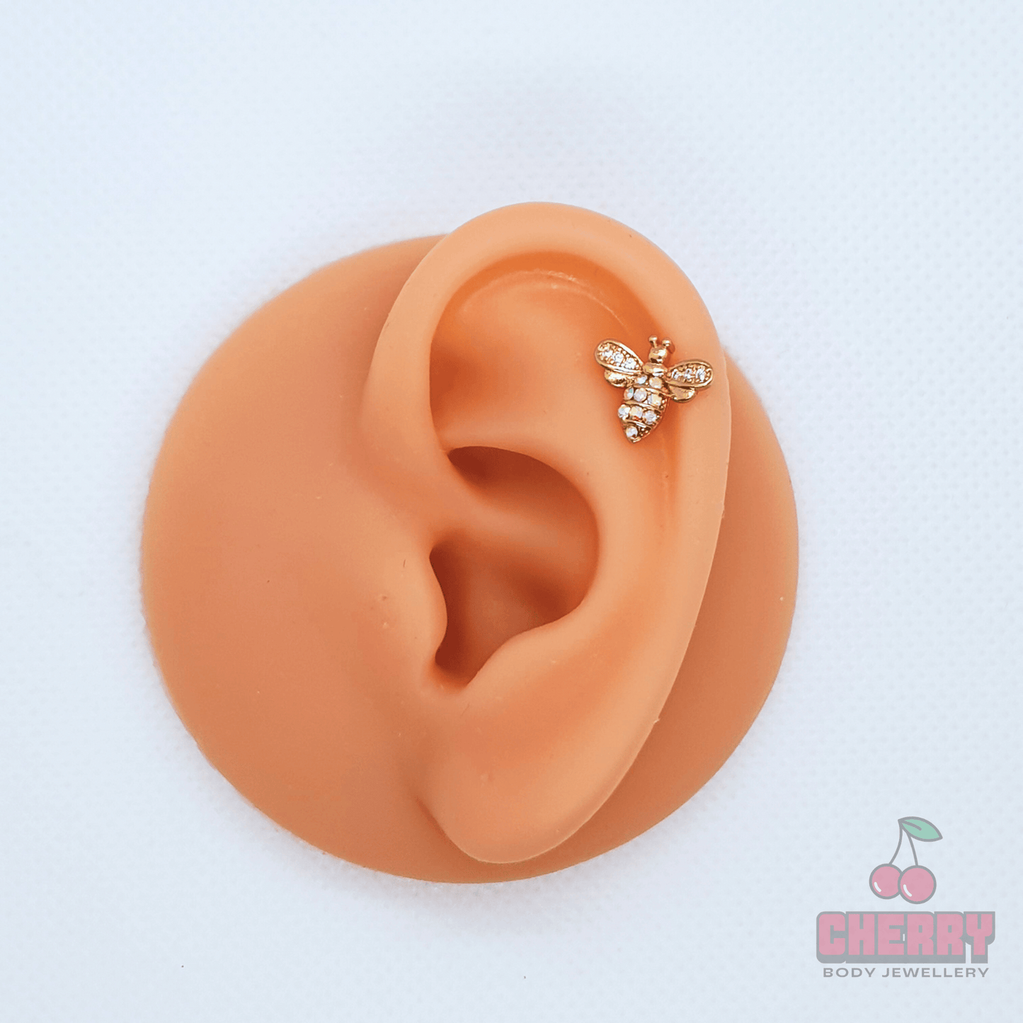 Bee with AB crystals Flat Back Earring 16g