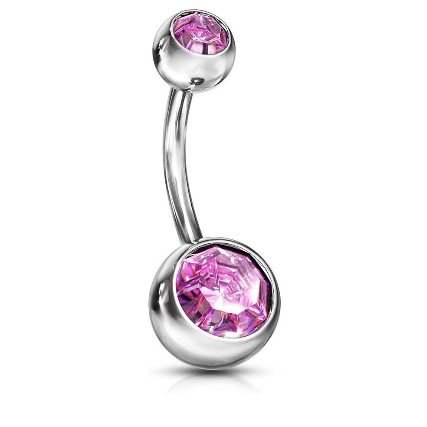 Belly Navel Bar Double Gem Sweet Pink