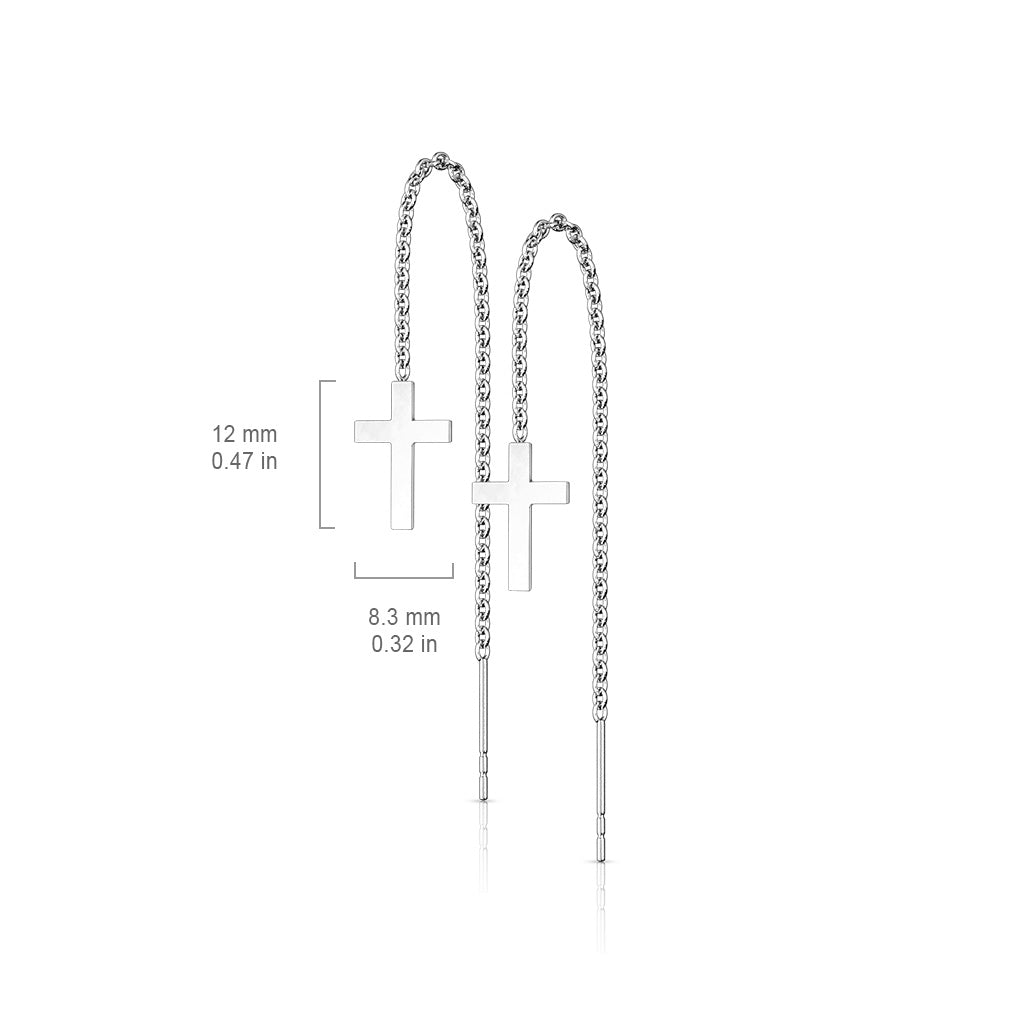 Black Cross Chain Dangle Earrings dimensions
