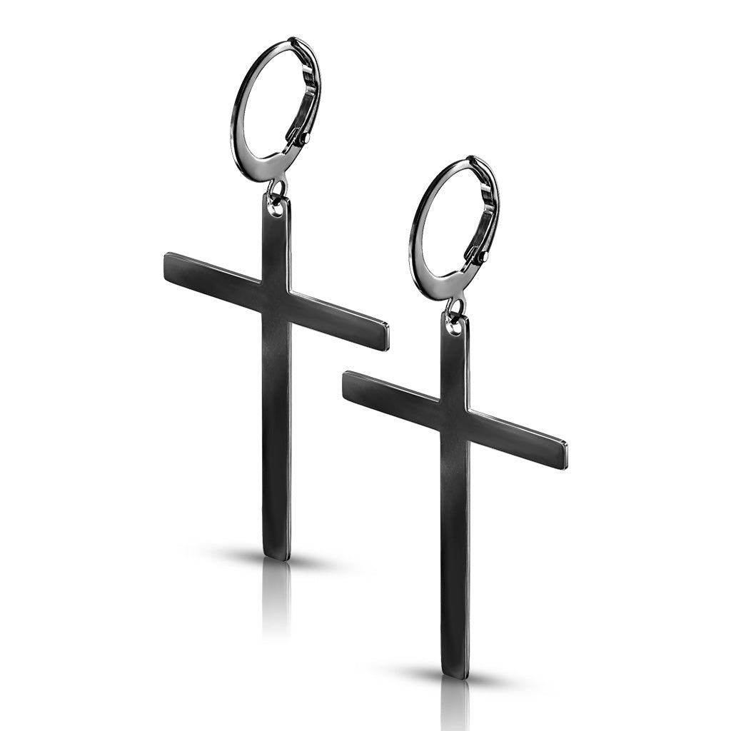 Black Cross Dangle Earrings