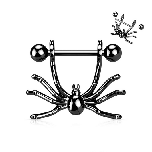 Black Dangle Spider Nipple Bar