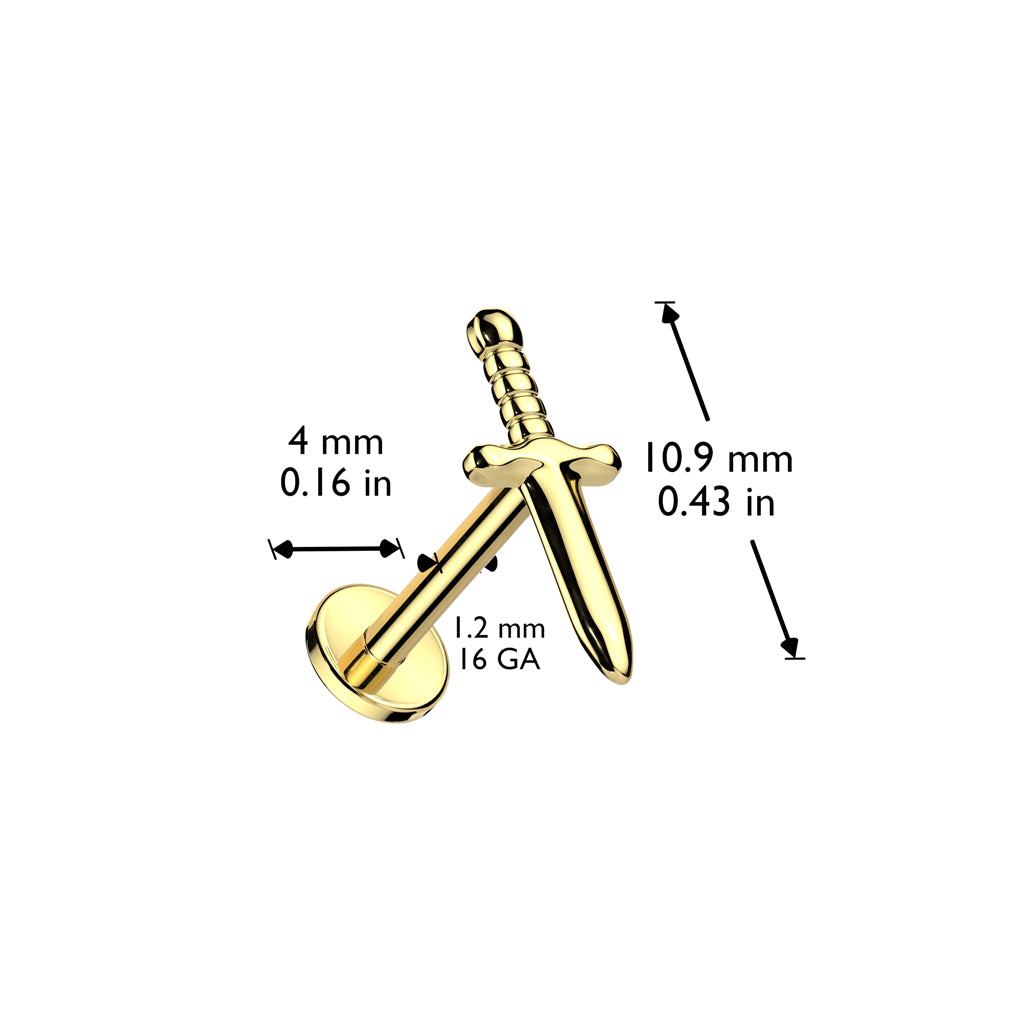 Black Implant Grade Titanium Dagger Flat Back Stud Dimensions