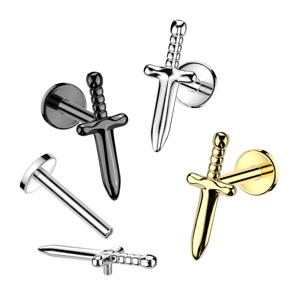 Black Implant Grade Titanium Dagger Flat Back Stud Selection