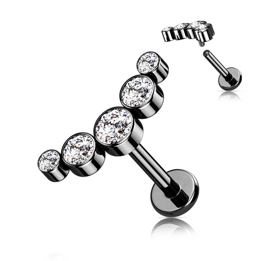 Black PVD 5 bezel flat back stud