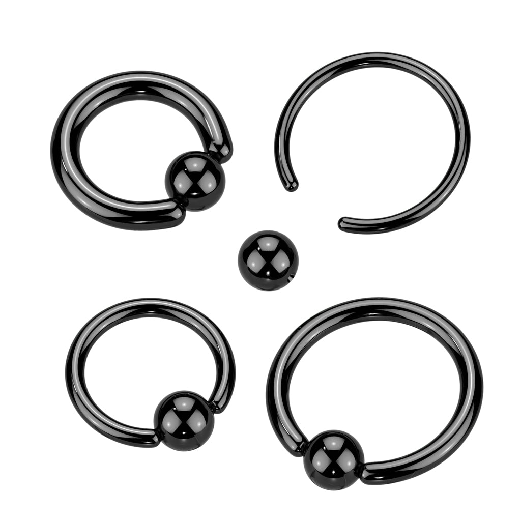 Black Steel Captive Bead Ring