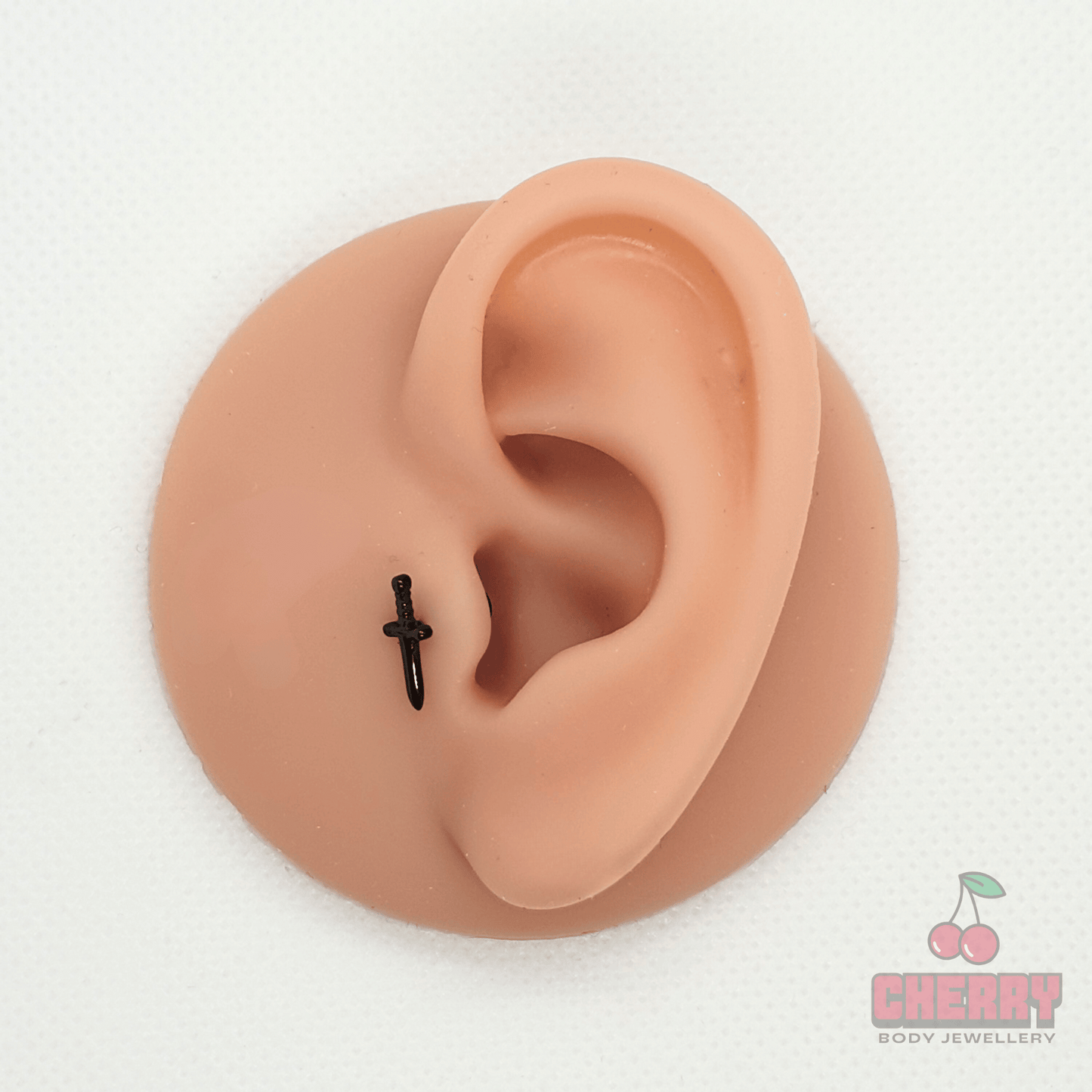 Black Titanium Dagger Flat Back Stud 16g