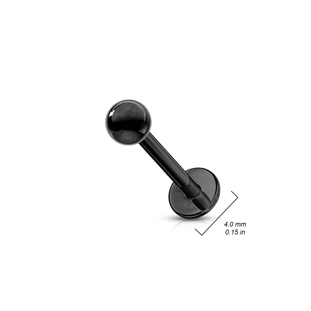 Black Titanium IP Flat Back Stud Bar with Ball Dimensions