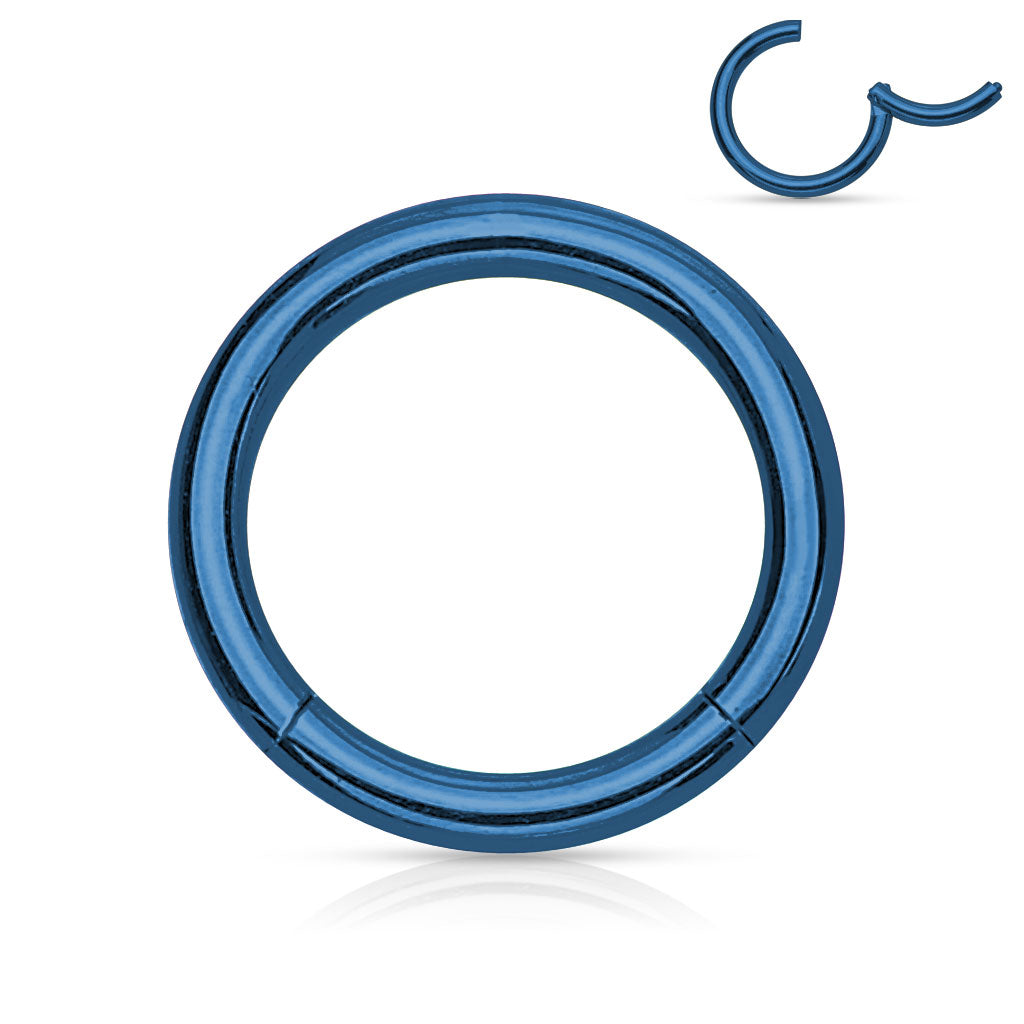 Blue Steel Hinged Clicker Ring