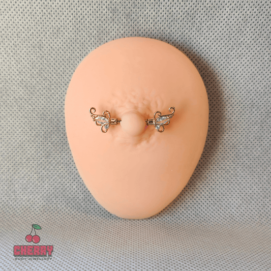 Butterfly Filigree Ends Nipple Bar 14g