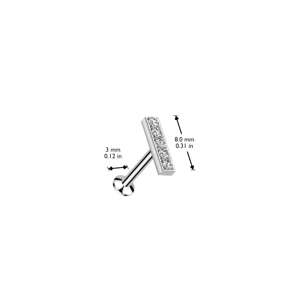 Clear CNC Gem Row Threadless Flat Back Stud measurements