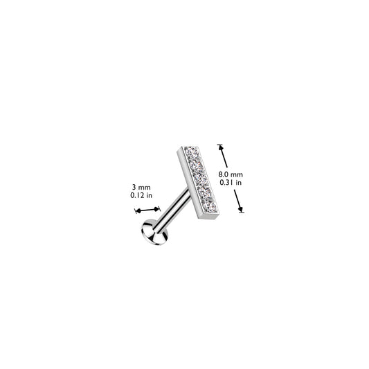 Clear CNC Gem Row Threadless Flat Back Stud measurements
