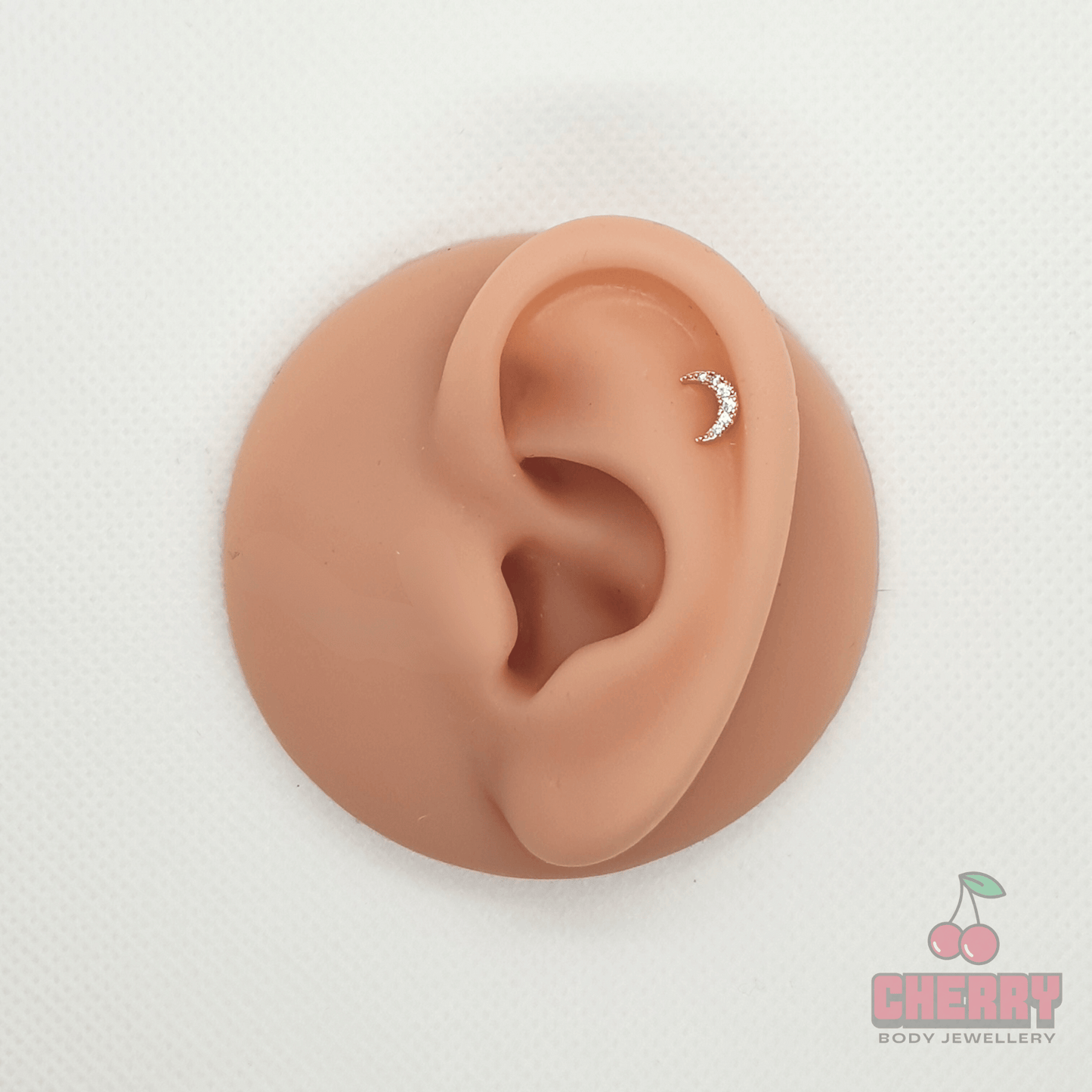Cubic Zirconia Paved Crescent Moon Flat Back Stud