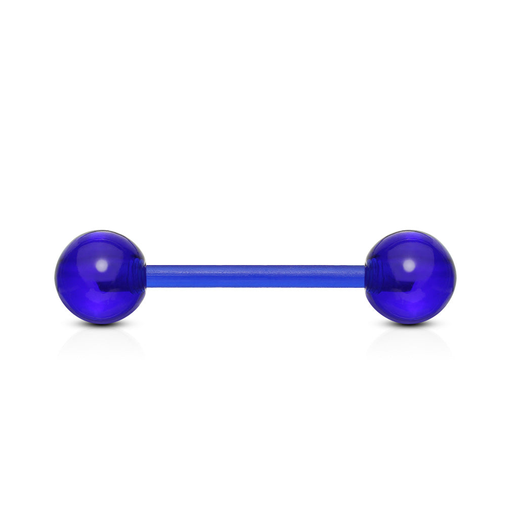 Dark Blue Acrylic Ball Bioflex Straight Barbell