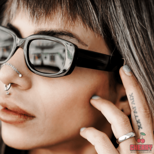 Titanium Silver Double Connector Chain - Ear & Nose