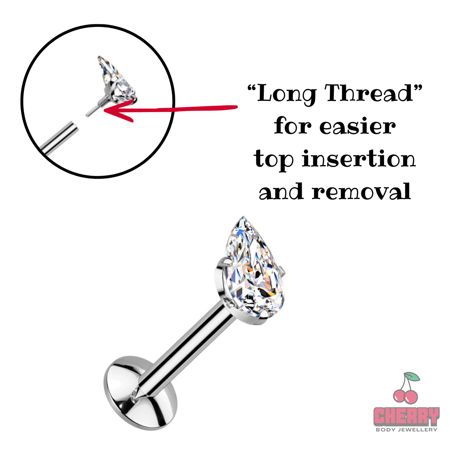 extended thread flat back stud