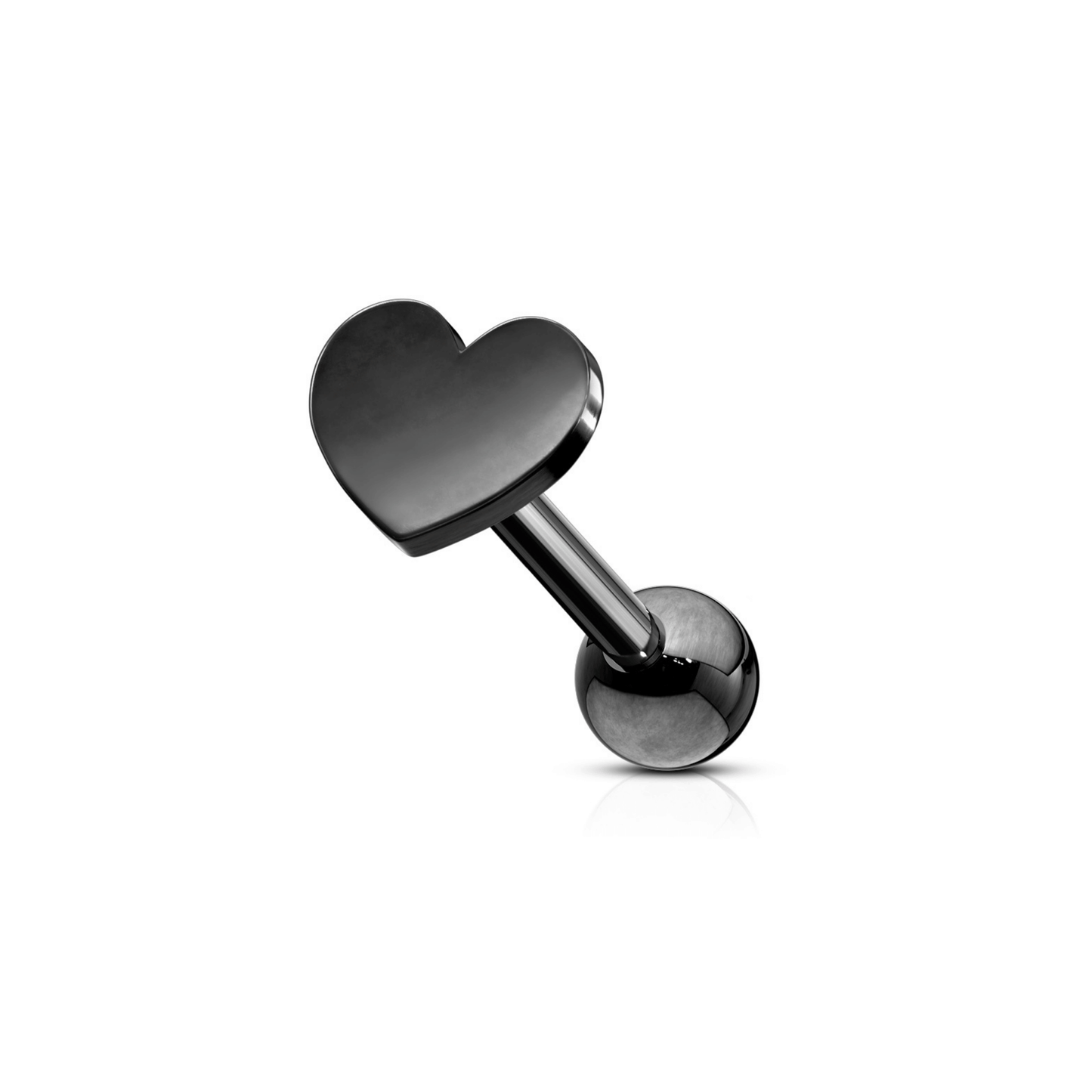 Flat Heart Ear Cartilage Piercing Bar Selection Black