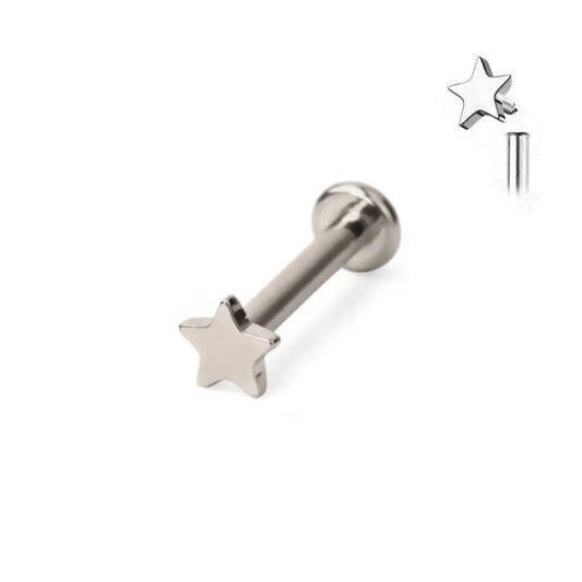 Flat top star internally threaded flat back stud