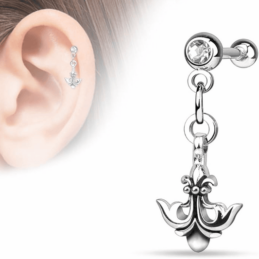 Fleur de Lis Ancho Ear cartilage piercing bar