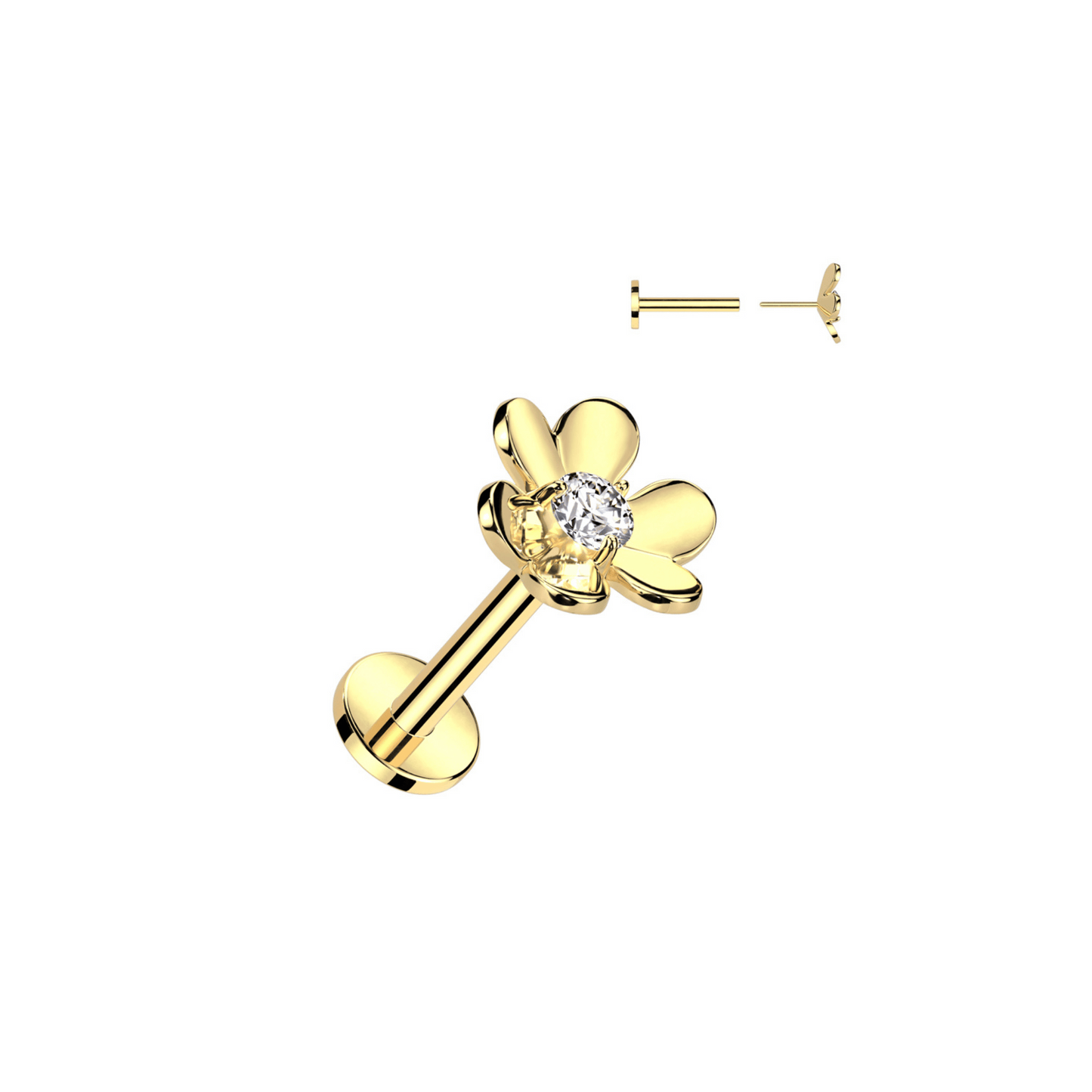 Flower threadless push in flat back stud