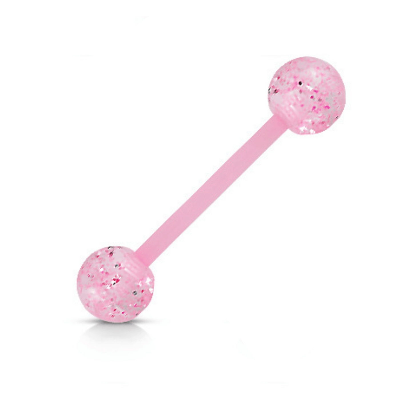 Glitter UV Acrylic Ball Bioflex Straight Tongue or Nipple Barbell Pink
