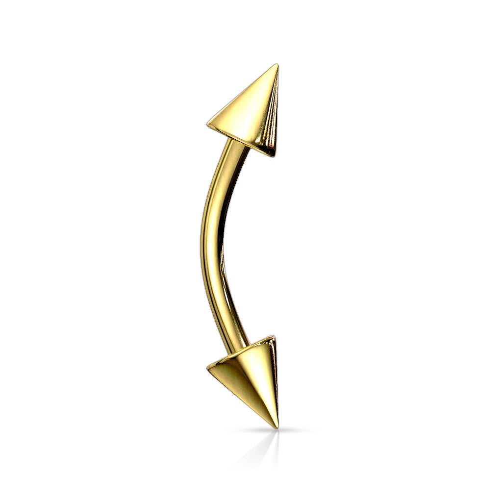 Gold Steel Curved Barbell with Spike 16g
