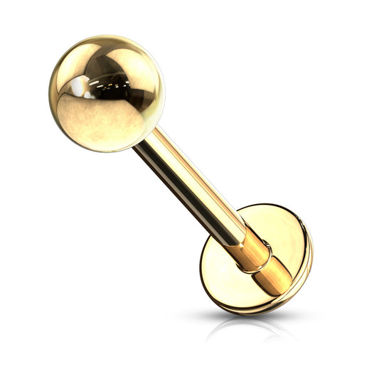 Gold Titanium IP Flat Back Stud Bar with Ball