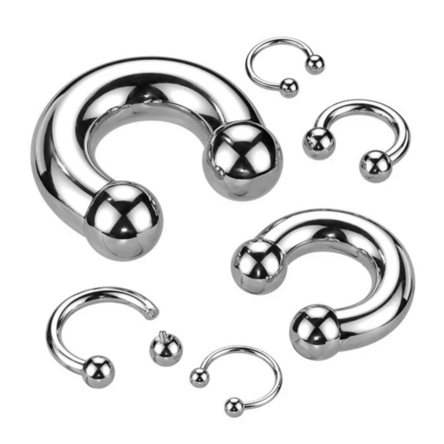 Implant Grade Titanium Circular Horseshoe Barbell Internally Threaded with ball