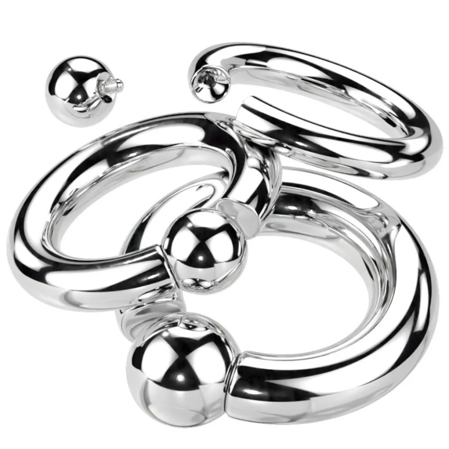 Implant Grade Titanium Large Gauge Captive Bead Ring with Internally Threaded Ball