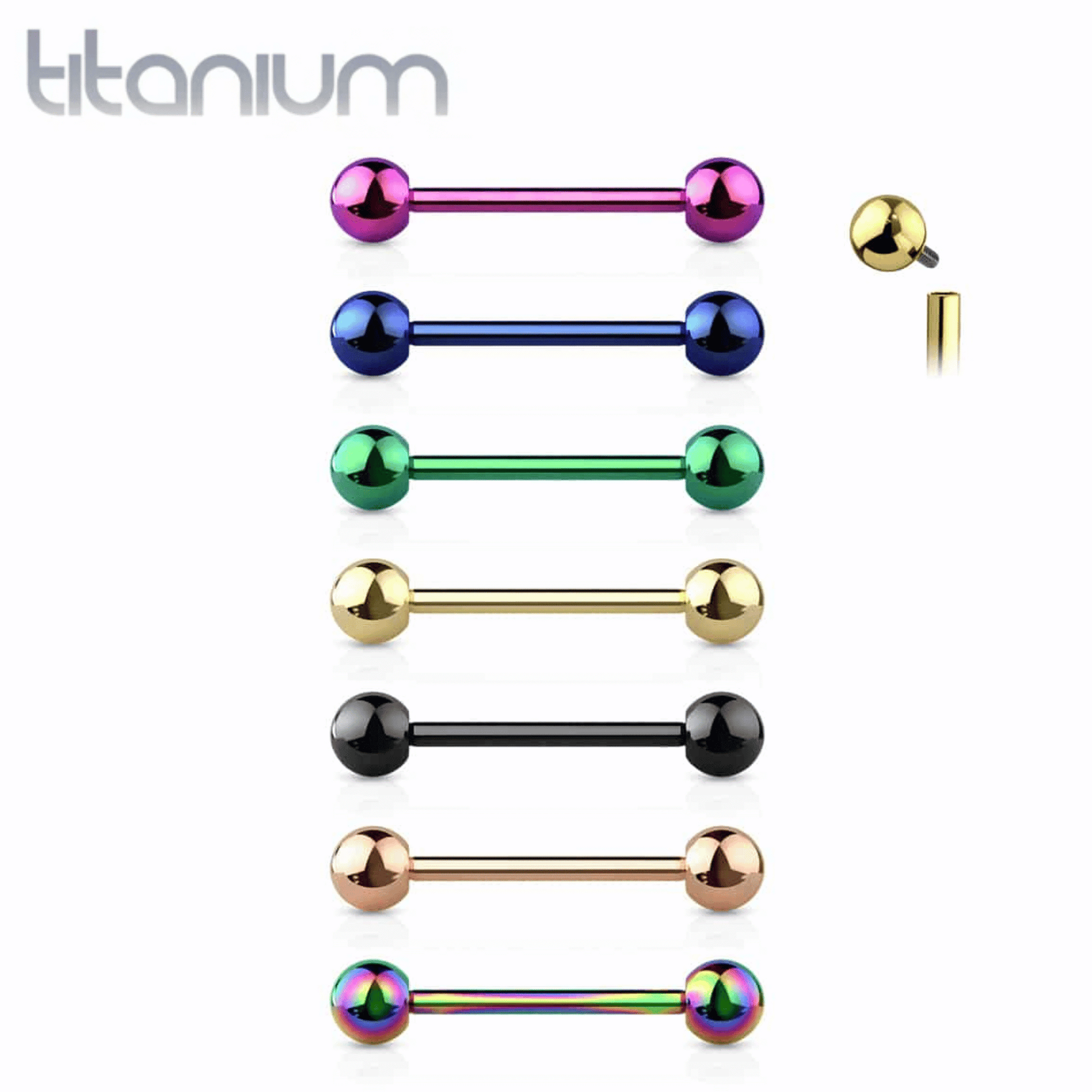 Implant Grade Titanium PVD Colour Straight Internally Threaded Barbell nz