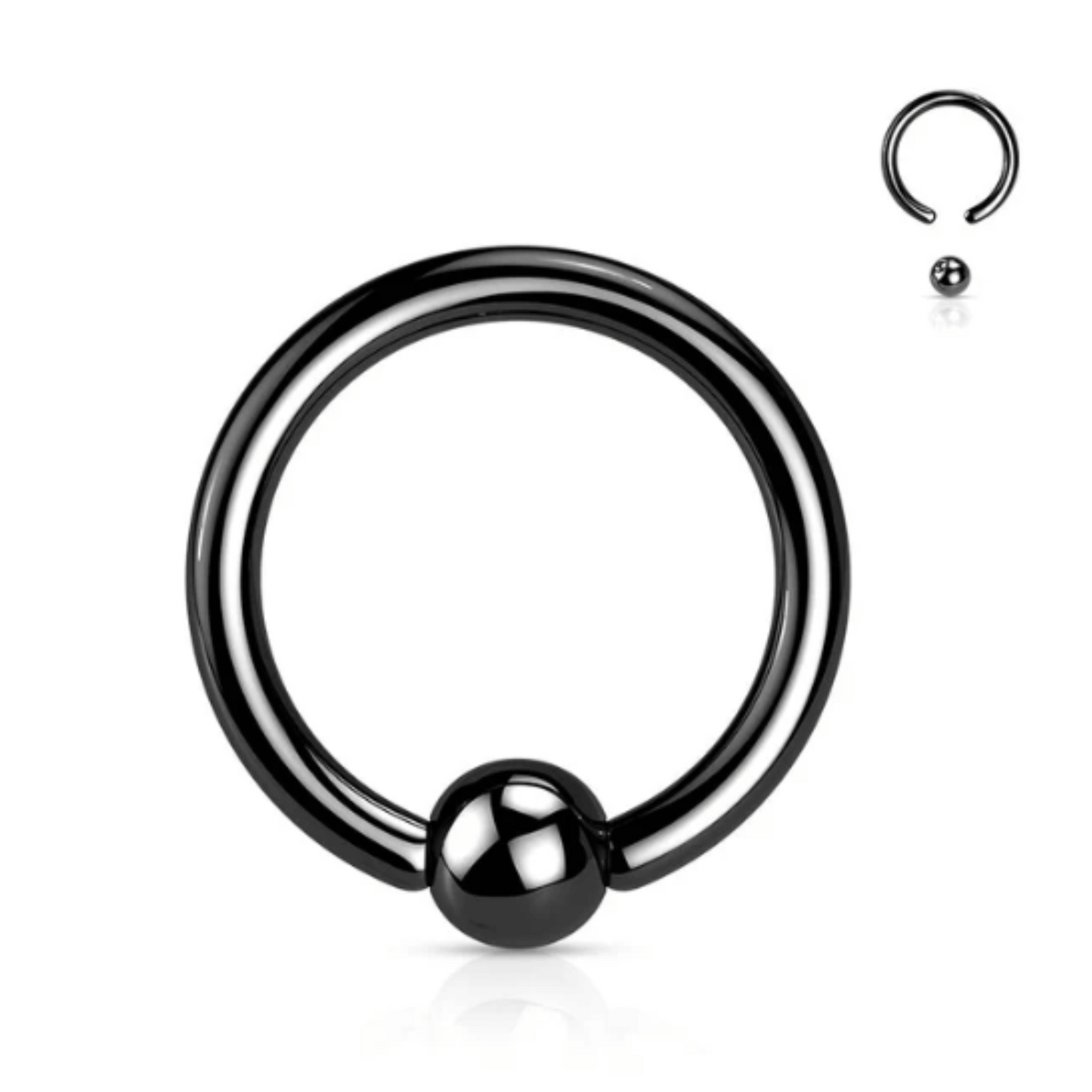 Implant Grade Titanium PVD Plated Captive Bead Ring Black