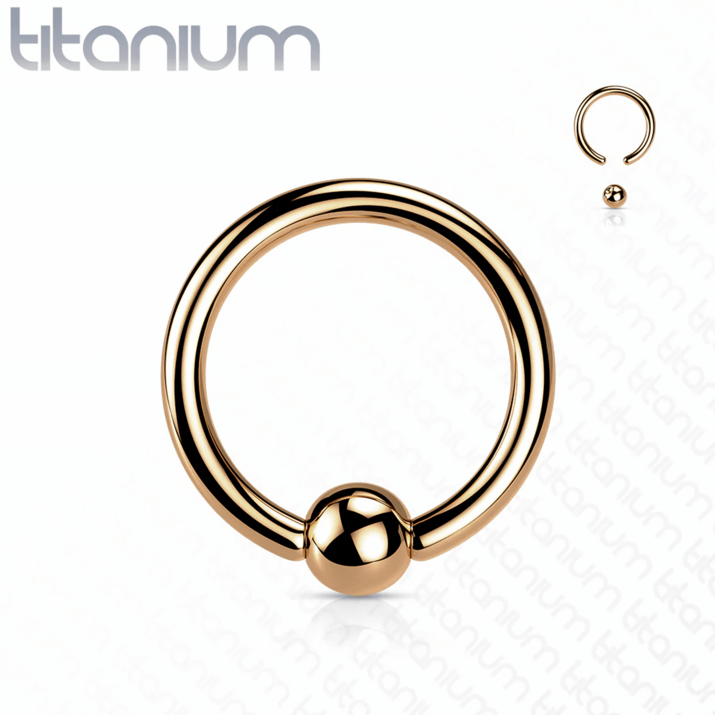 Implant Grade Titanium PVD Plated Captive Bead Ring Rose Gold