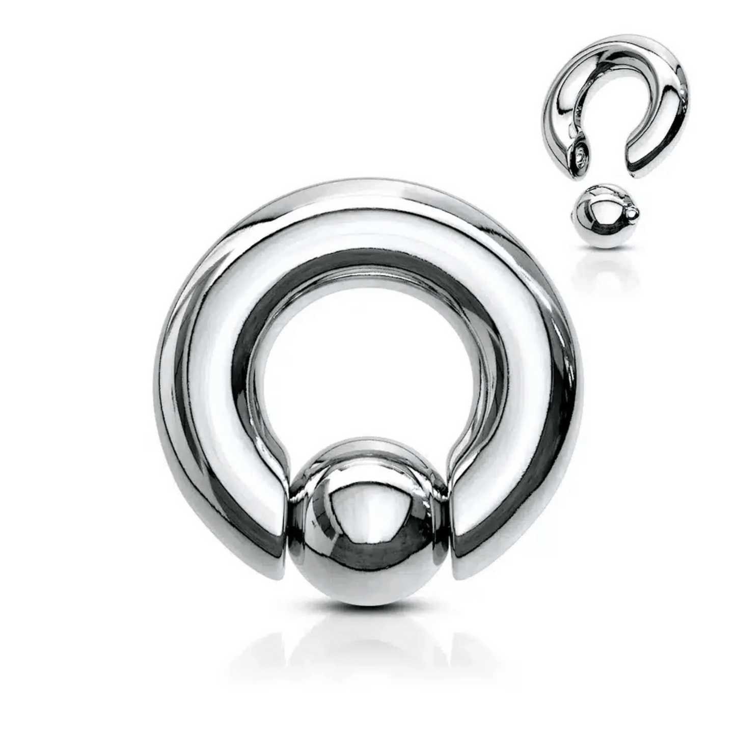 Large Gauge Spring Loaded Steel Captive Bead Ring with ball Demo
