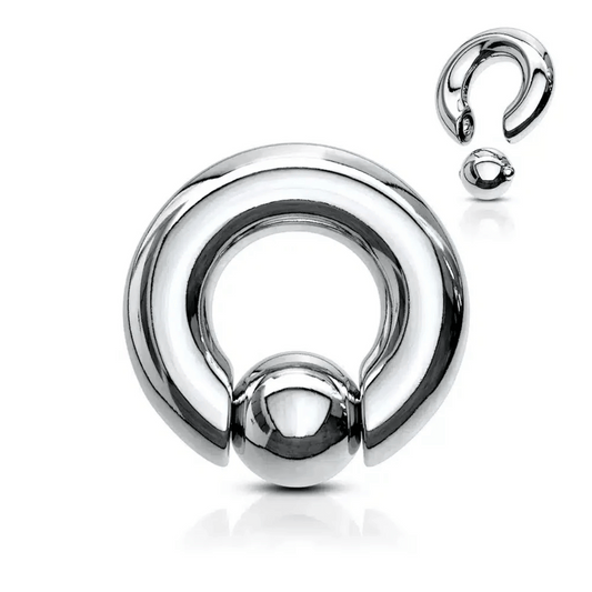 Large Gauge Spring Loaded Steel Captive Bead Ring with ball Demo