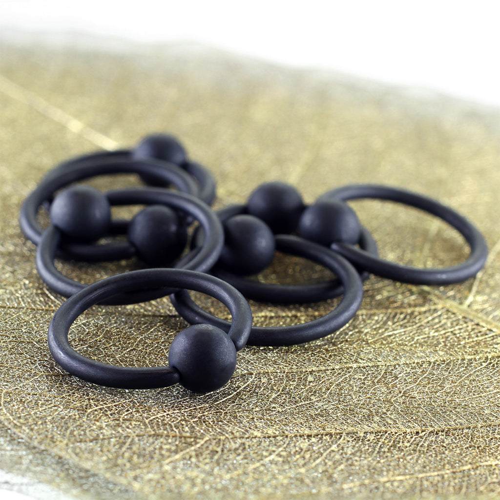 Matte Black Steel Captive Bead Ring with ball
