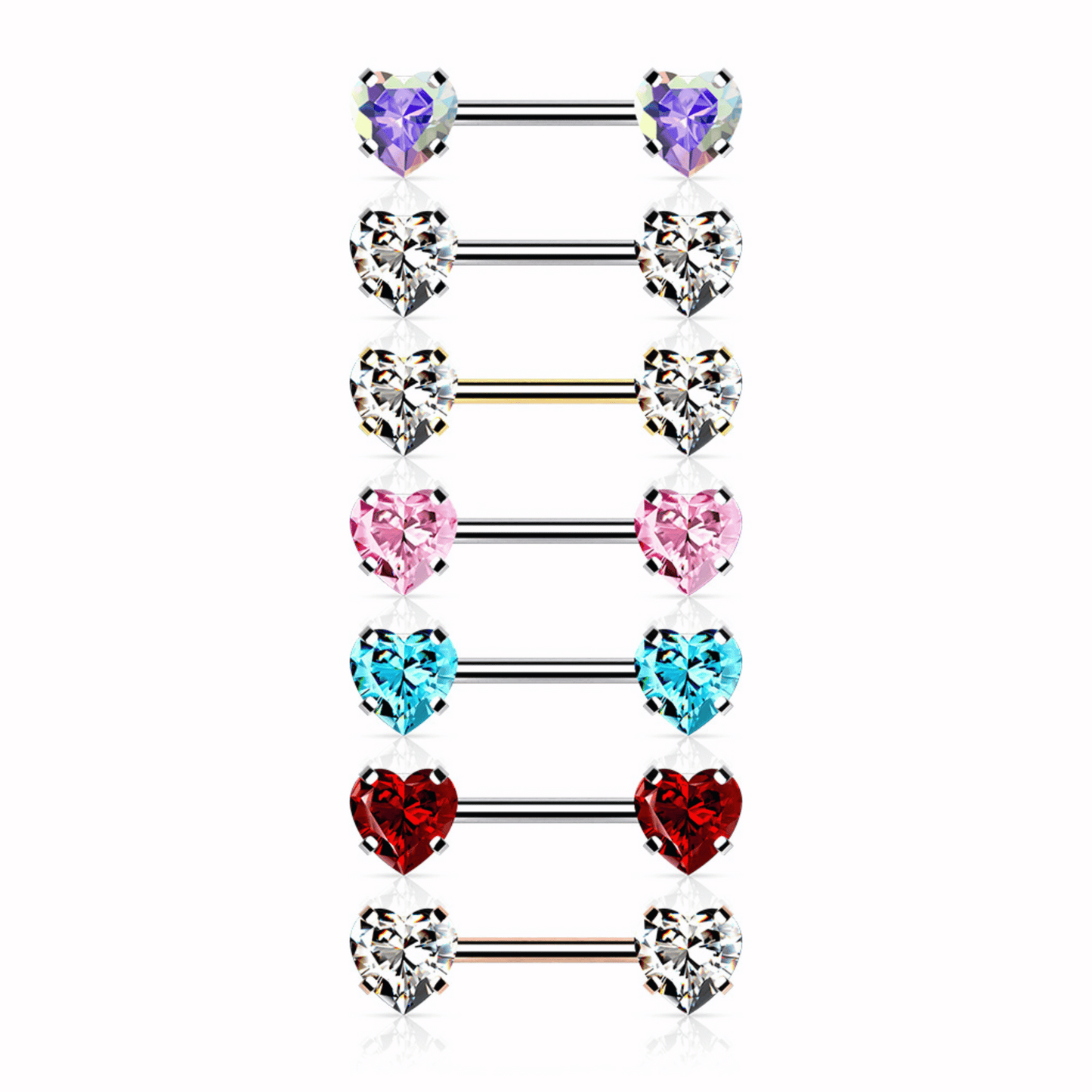 Nipple Piercing Barbell with Threadless Push In Prong Set Gem Range