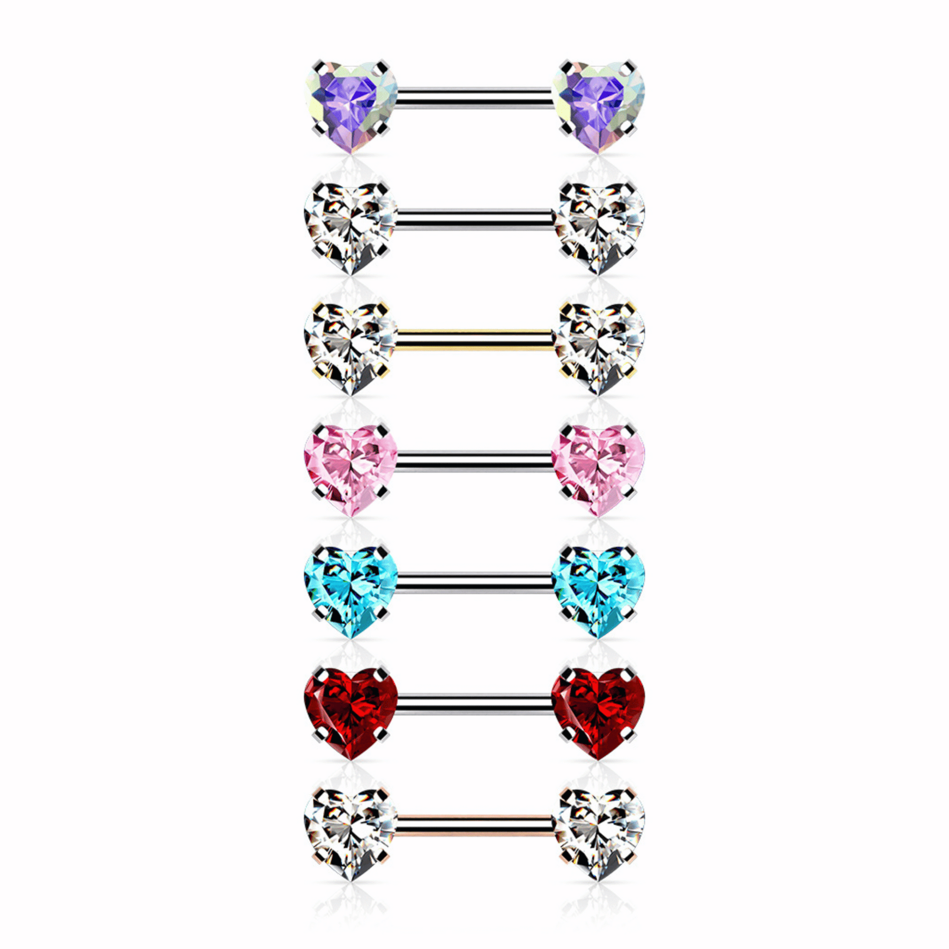 Nipple Piercing Barbell with Threadless Push In Prong Set Gem Range