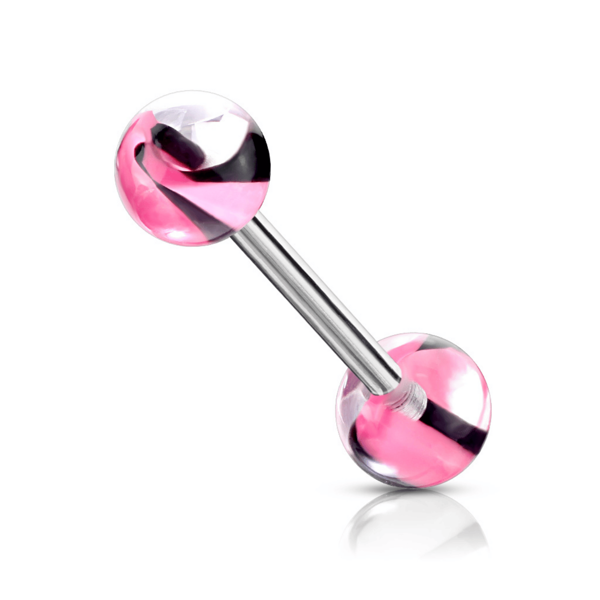 Pink Acrylic Marble Ball Straight Barbell
