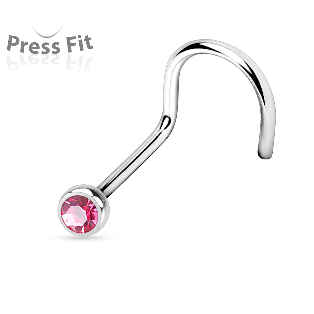 Pink Press Fit Gem Steel Nose Screw