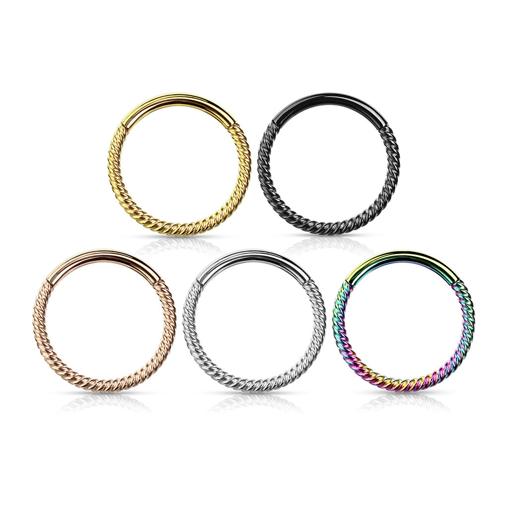 Rainbow Braided Hinged Clicker Ring 8mm
