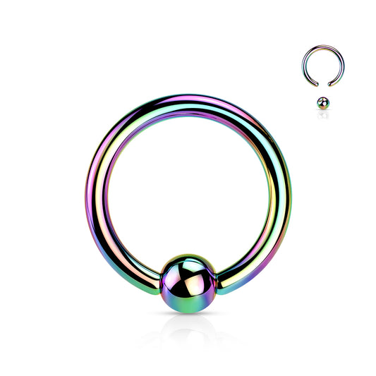 Rainbow Titanium Captive Bead Ring 16g