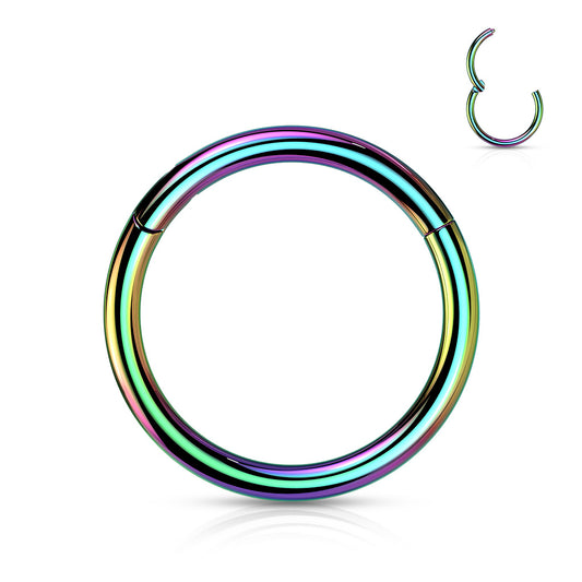Rainbow Titanium Hinged Clicker Ring