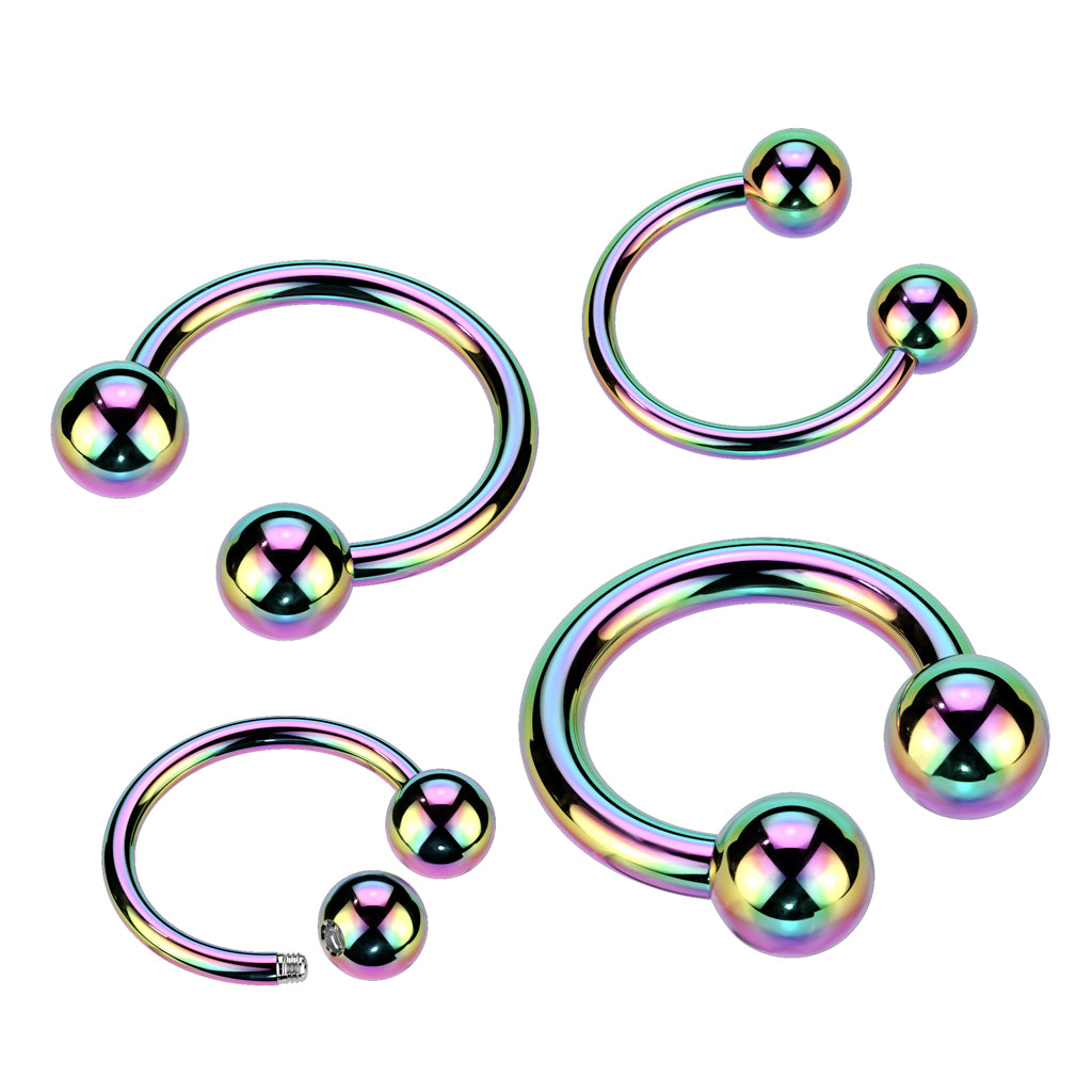 Rainbow Titanium IP Circular horseshoe bar with ball range