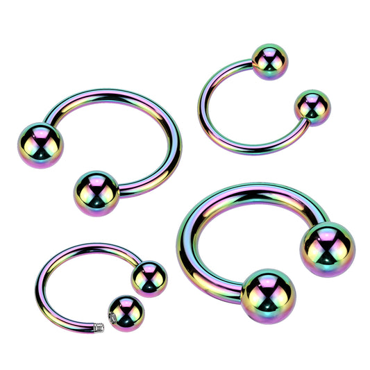 Rainbow Titanium IP Circular horseshoe bar with ball range